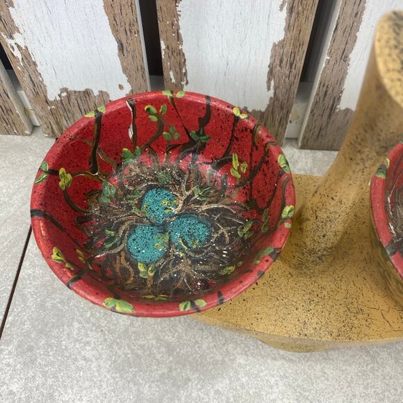 Vtg Kustom Kraft Black Walnut Spinning Serving Tray Mid Century Mod 2 Bowls - Picture 2 of 9